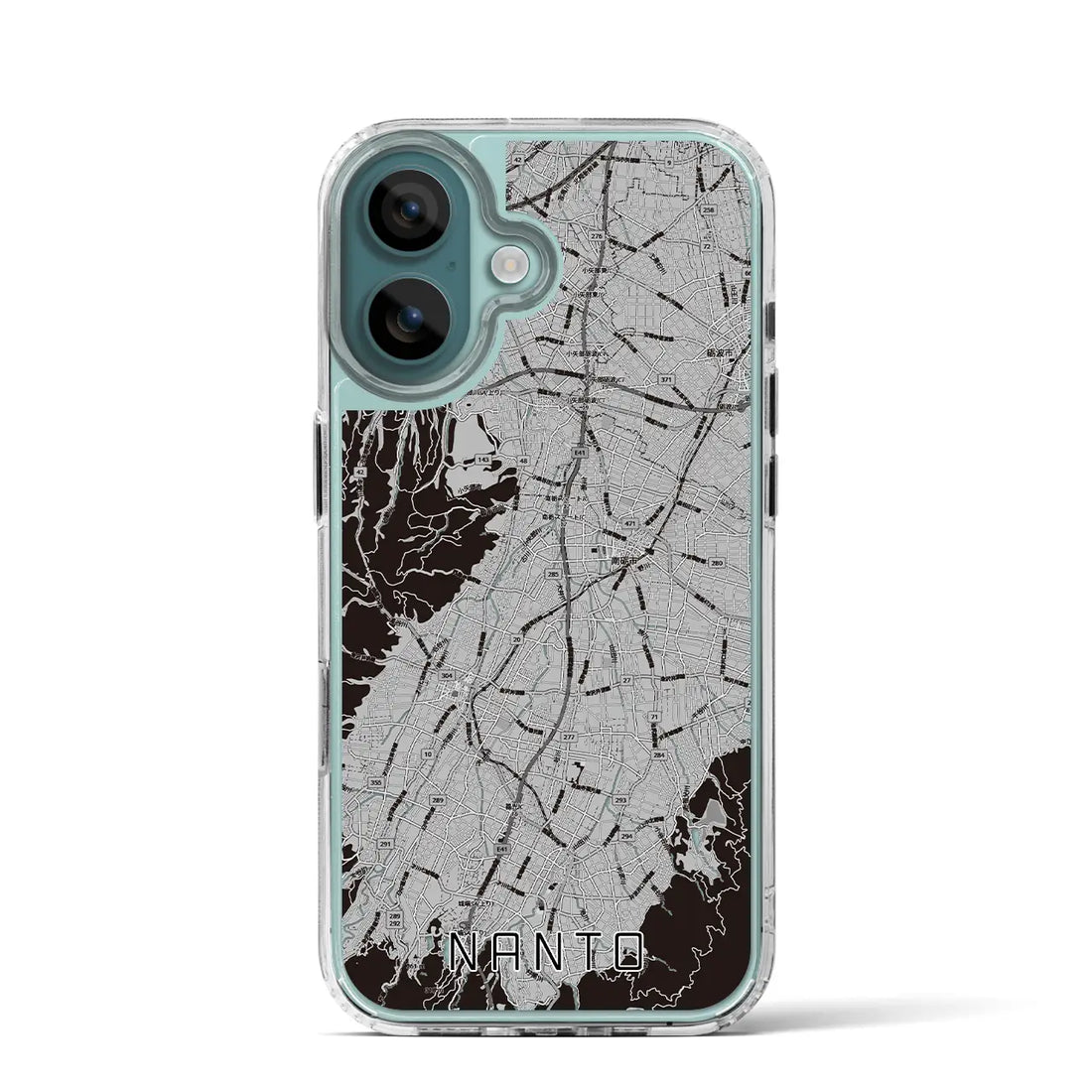 【南砺(富山県)】地図柄iPhoneケース(MagSafeタイプ)モノトーン・iPhone 16 Pro 用