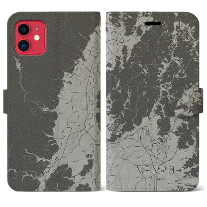 【南陽（山形県）】地図柄iPhoneケース（手帳タイプ）モノトーン・iPhone 11 用