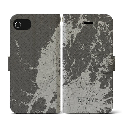 【南陽（山形県）】地図柄iPhoneケース（手帳タイプ）モノトーン・iPhone SE（第3 / 第2世代） / 8 / 7 / 6s / 6 用