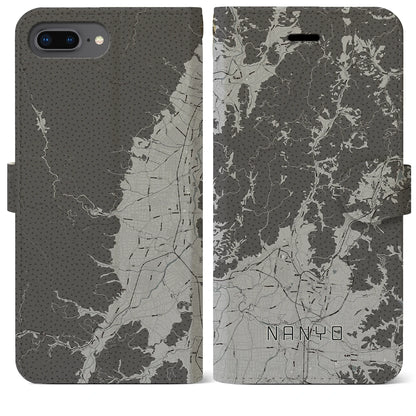 【南陽（山形県）】地図柄iPhoneケース（手帳タイプ）モノトーン・iPhone 8Plus /7Plus / 6sPlus / 6Plus 用