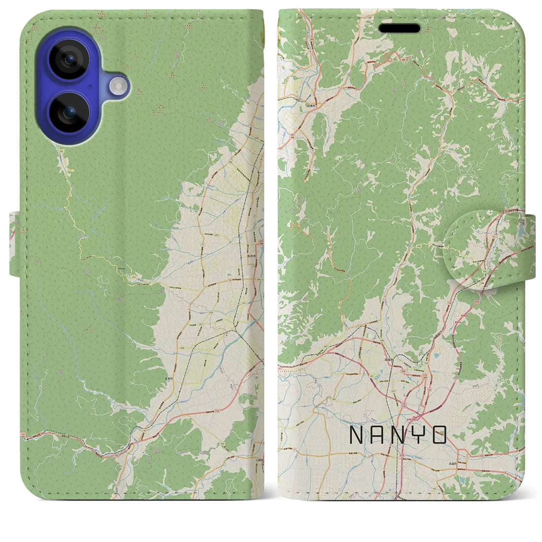 【南陽（山形県）】地図柄iPhoneケース（手帳タイプ）ナチュラル・iPhone 16 Pro Max 用