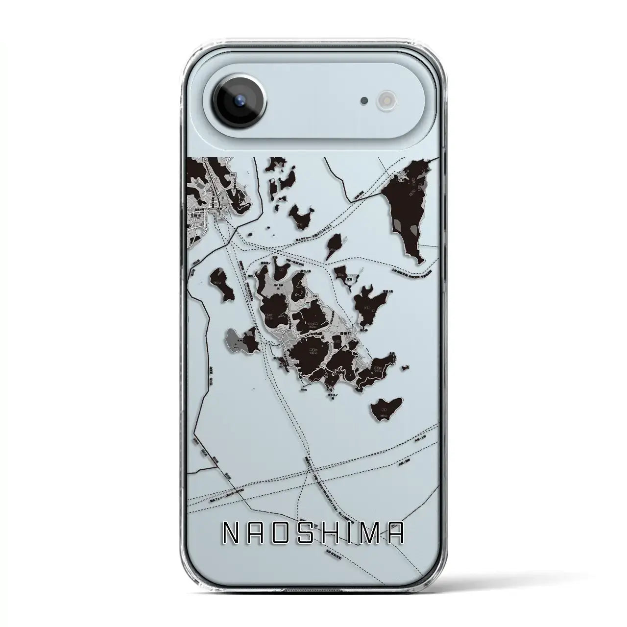 【直島（香川県）】地図柄iPhoneケース（クリアタイプ）モノトーン・iPhone 17 Pro Max 用