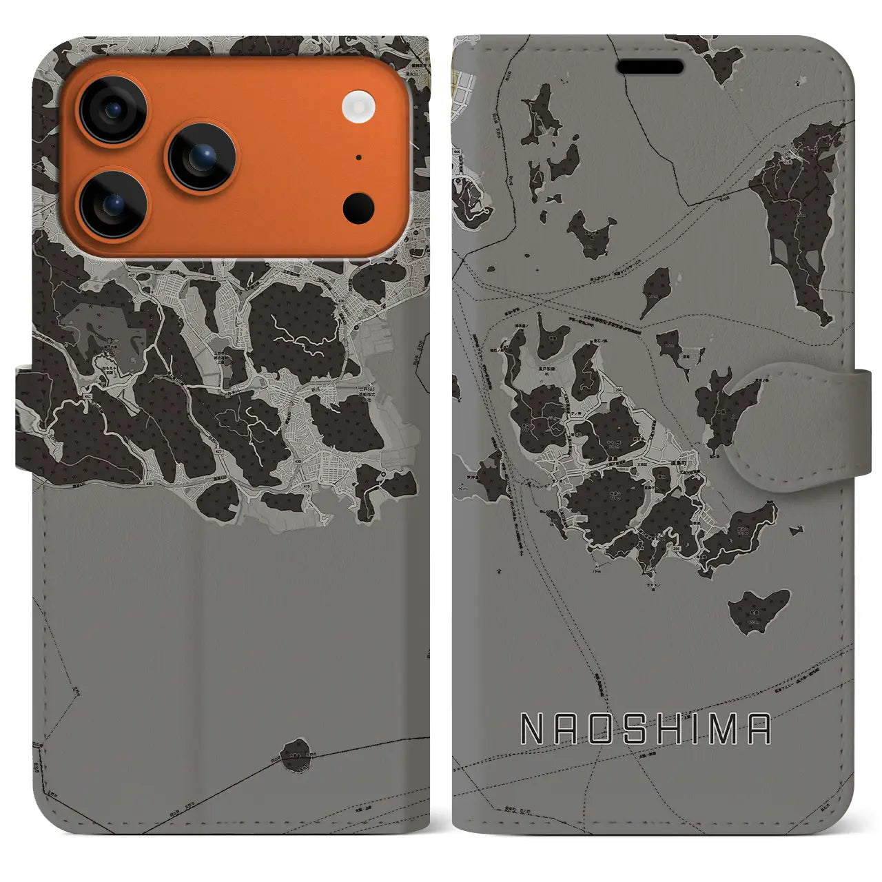 【直島（香川県）】地図柄iPhoneケース（手帳タイプ）