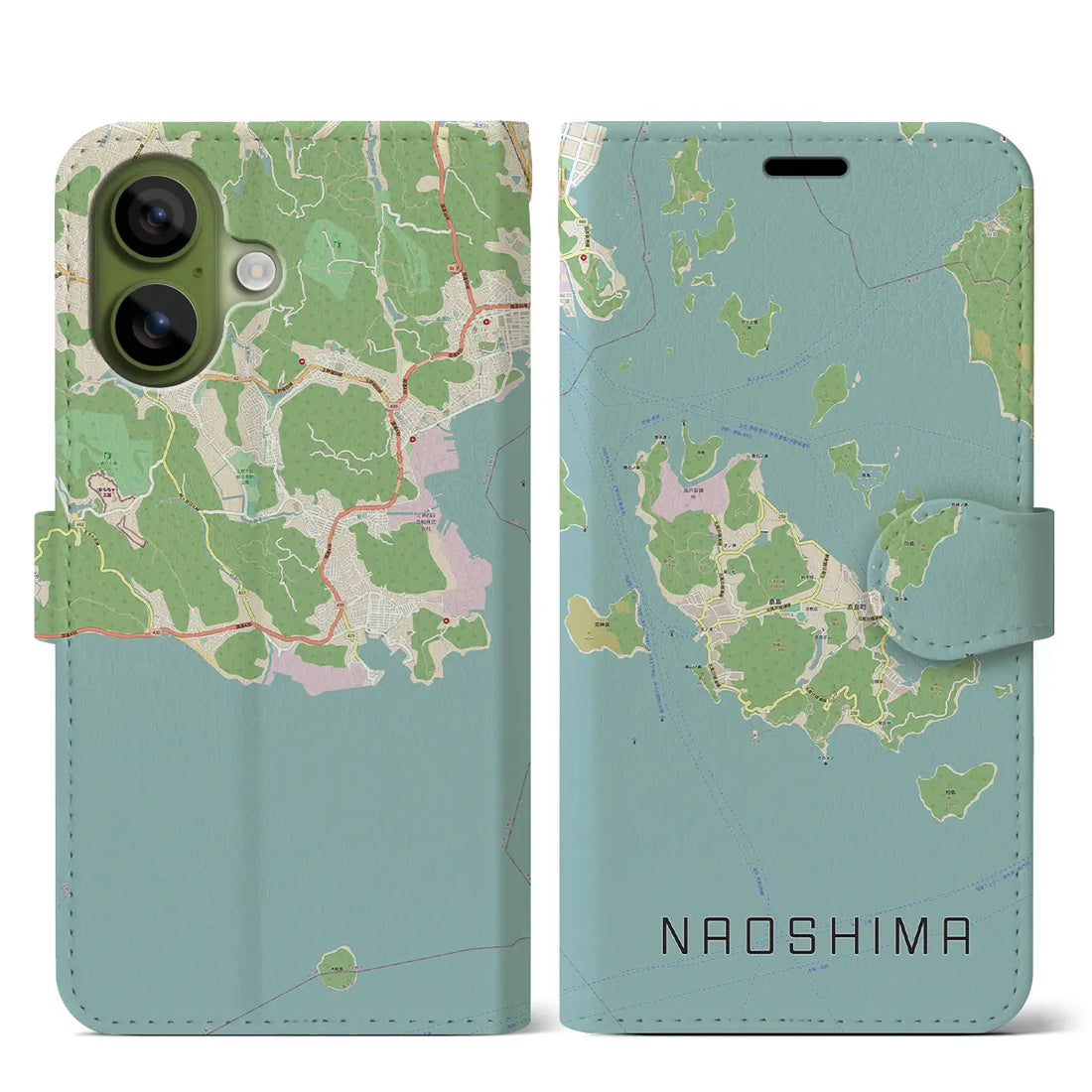 【直島(香川県)】地図柄iPhoneケース(手帳タイプ)モノトーン・iPhone 17 Pro Max 用