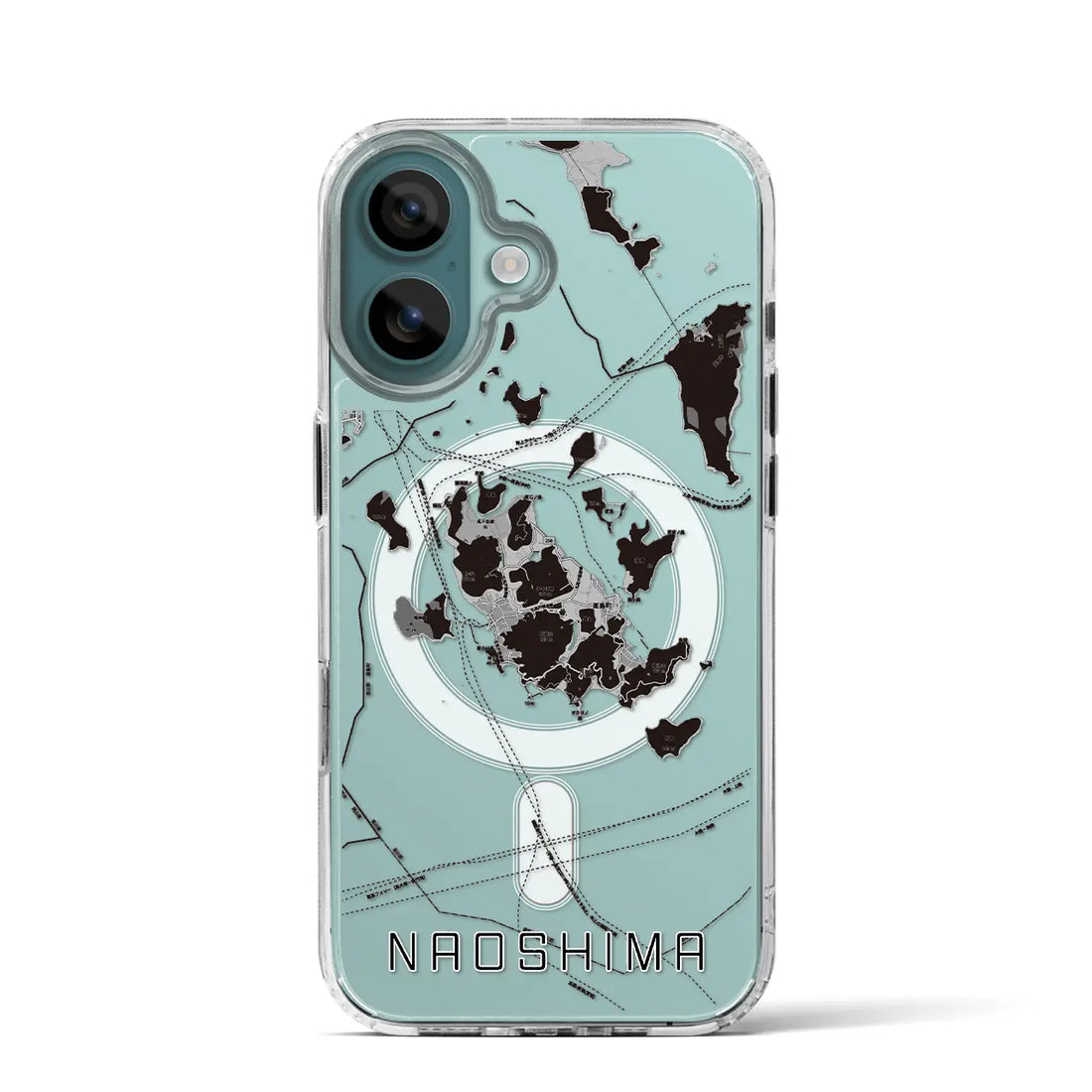 【直島(香川県)】地図柄iPhoneケース(MagSafeタイプ)モノトーン・iPhone 16 Pro 用
