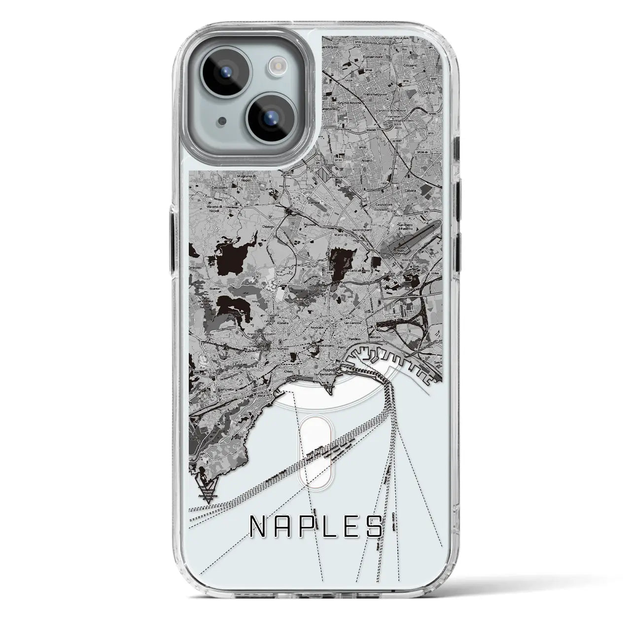 【ナポリ（イタリア）】地図柄iPhoneケース（MagSafeタイプ）