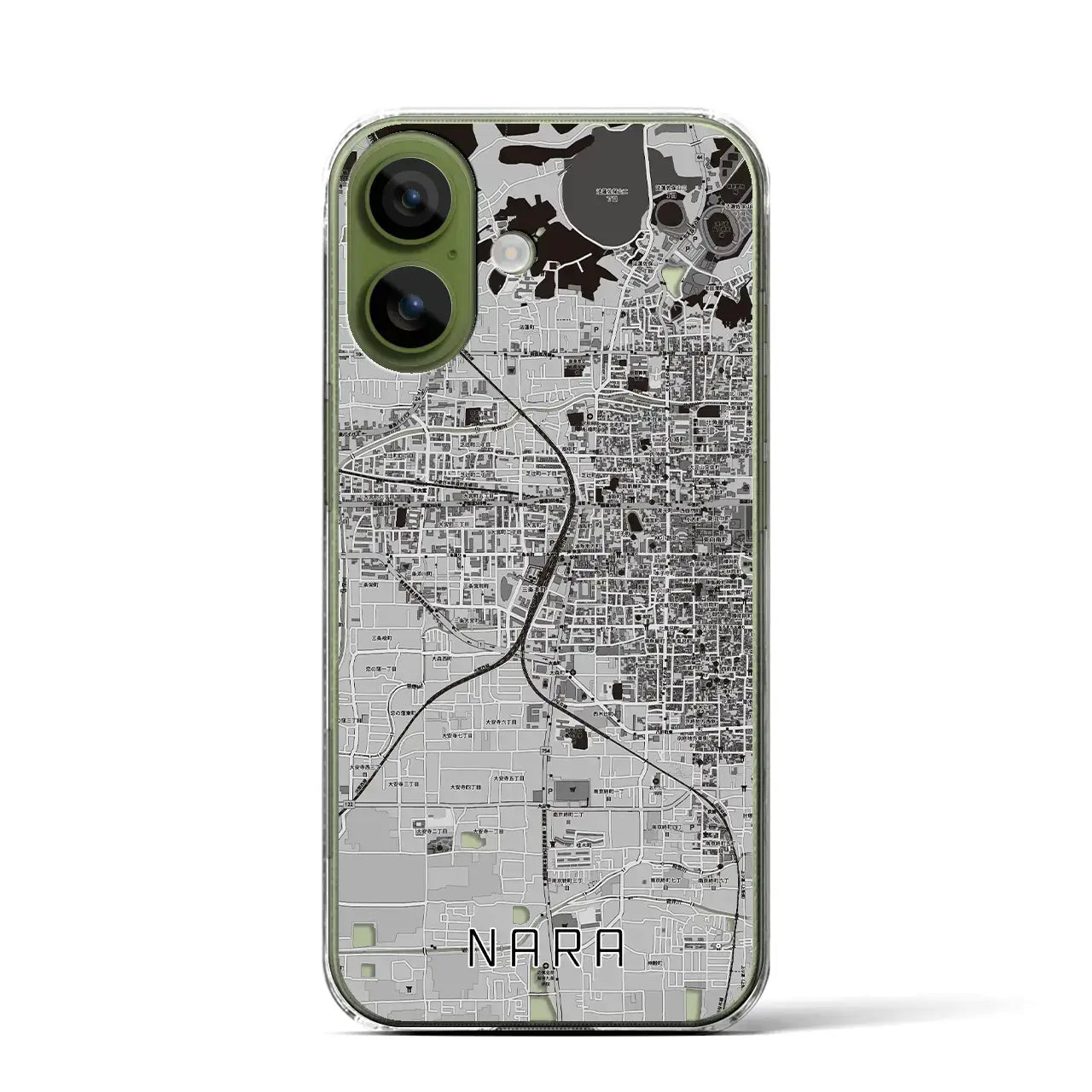 【奈良2（奈良県）】地図柄iPhoneケース（クリアタイプ）モノトーン・iPhone 17 Pro Max 用