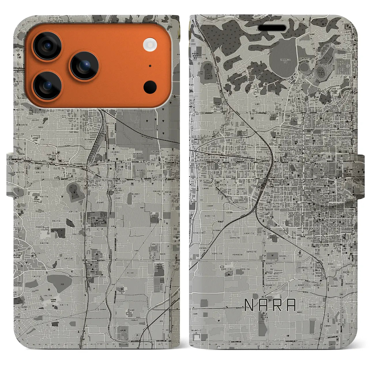 【奈良2（奈良県）】地図柄iPhoneケース（手帳タイプ）
