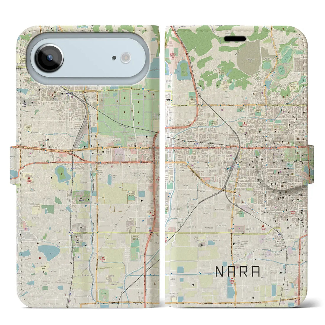 【奈良2(奈良県)】地図柄iPhoneケース(手帳タイプ)モノトーン・iPhone 17 Pro Max 用