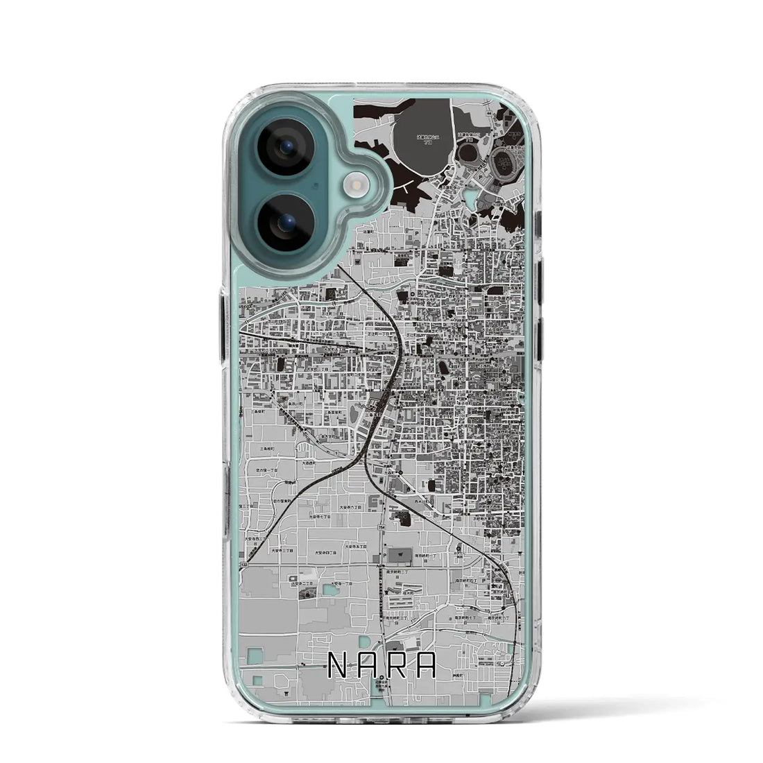 【奈良2（奈良県）】地図柄iPhoneケース（MagSafeタイプ）モノトーン・iPhone 16 Pro 用
