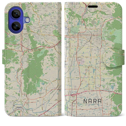 【奈良（奈良県）】地図柄iPhoneケース（手帳タイプ）ナチュラル・iPhone 16 Pro Max 用