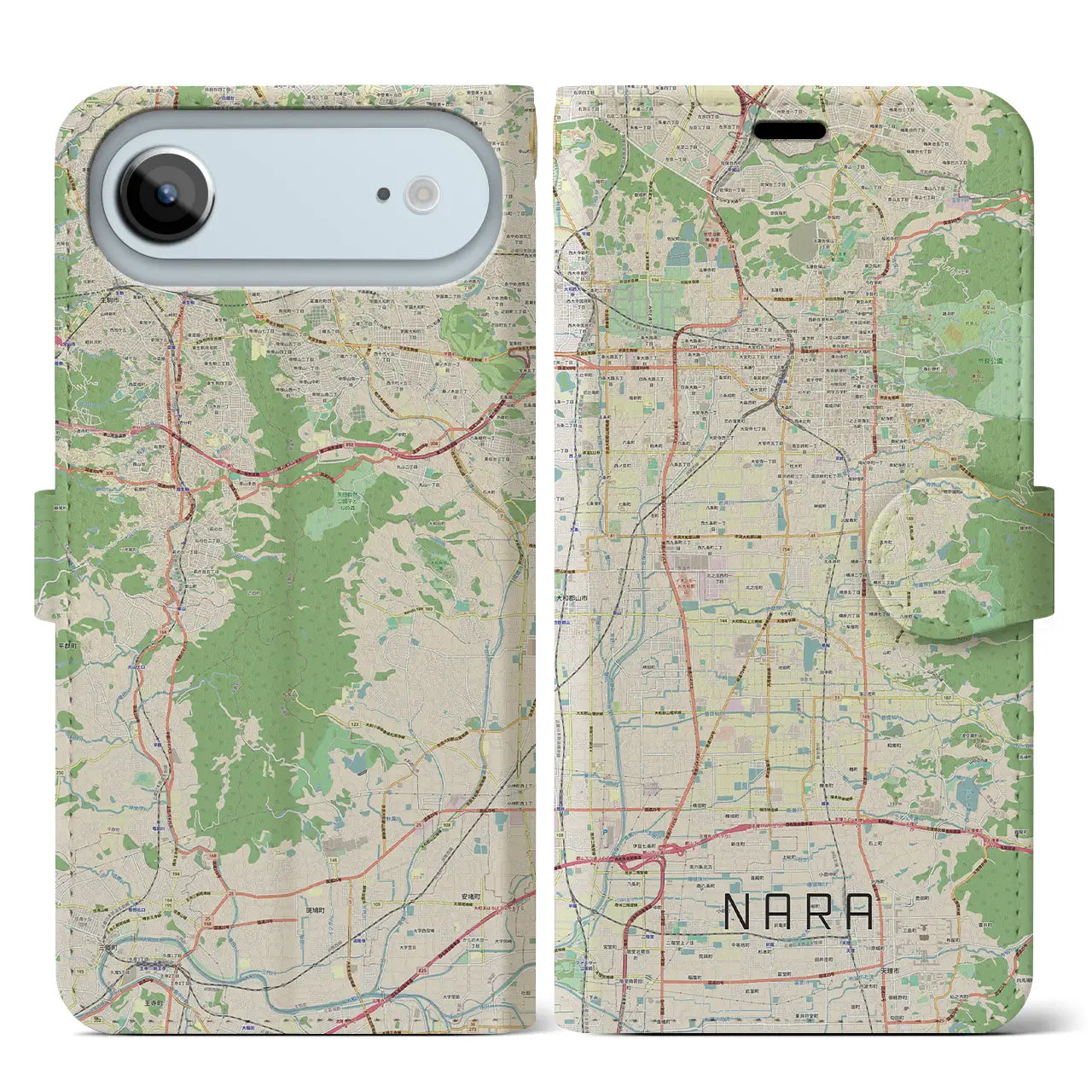 【奈良（奈良県）】地図柄iPhoneケース（手帳タイプ）