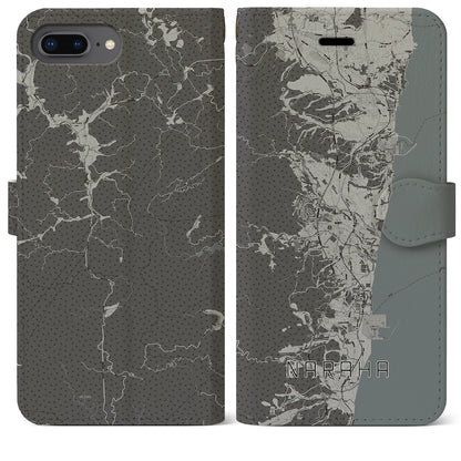 【楢葉（福島県）】地図柄iPhoneケース（手帳タイプ）モノトーン・iPhone 8Plus /7Plus / 6sPlus / 6Plus 用