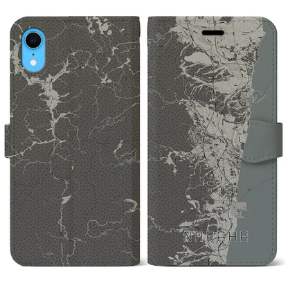 【楢葉（福島県）】地図柄iPhoneケース（手帳タイプ）モノトーン・iPhone XR 用