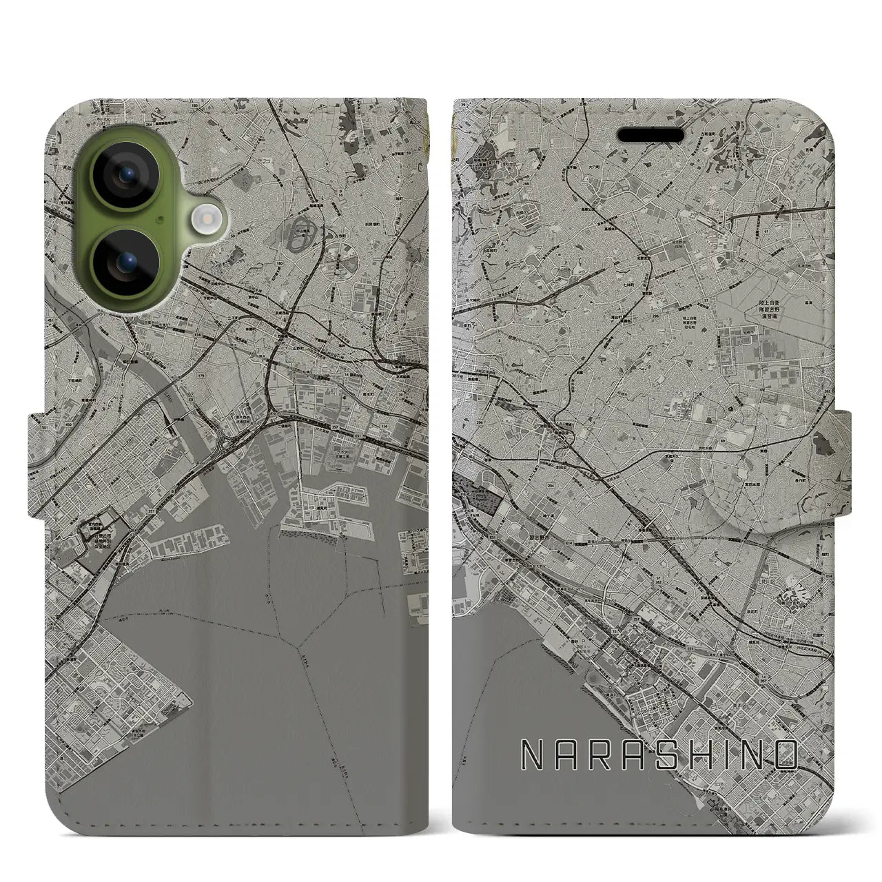 【習志野2（千葉県）】地図柄iPhoneケース（手帳タイプ）