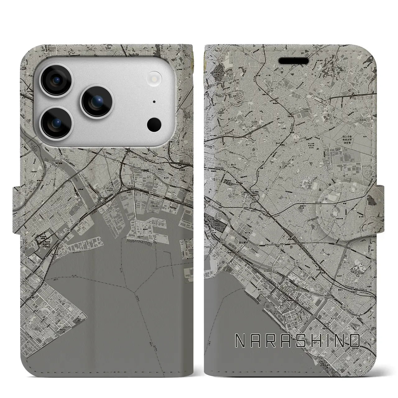 【習志野2（千葉県）】地図柄iPhoneケース（手帳タイプ）