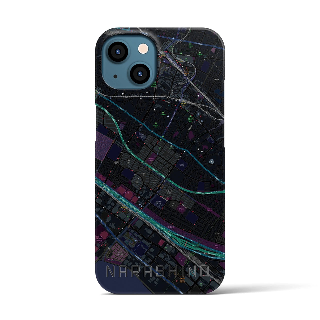 【習志野（千葉県）】地図柄iPhoneケース（バックカバータイプ）