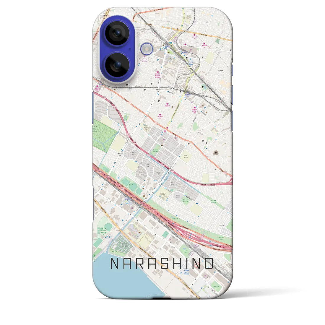 【習志野(千葉県)】地図柄iPhoneケース(バックカバータイプ)ナチュラル・iPhone 16 Pro Max 用