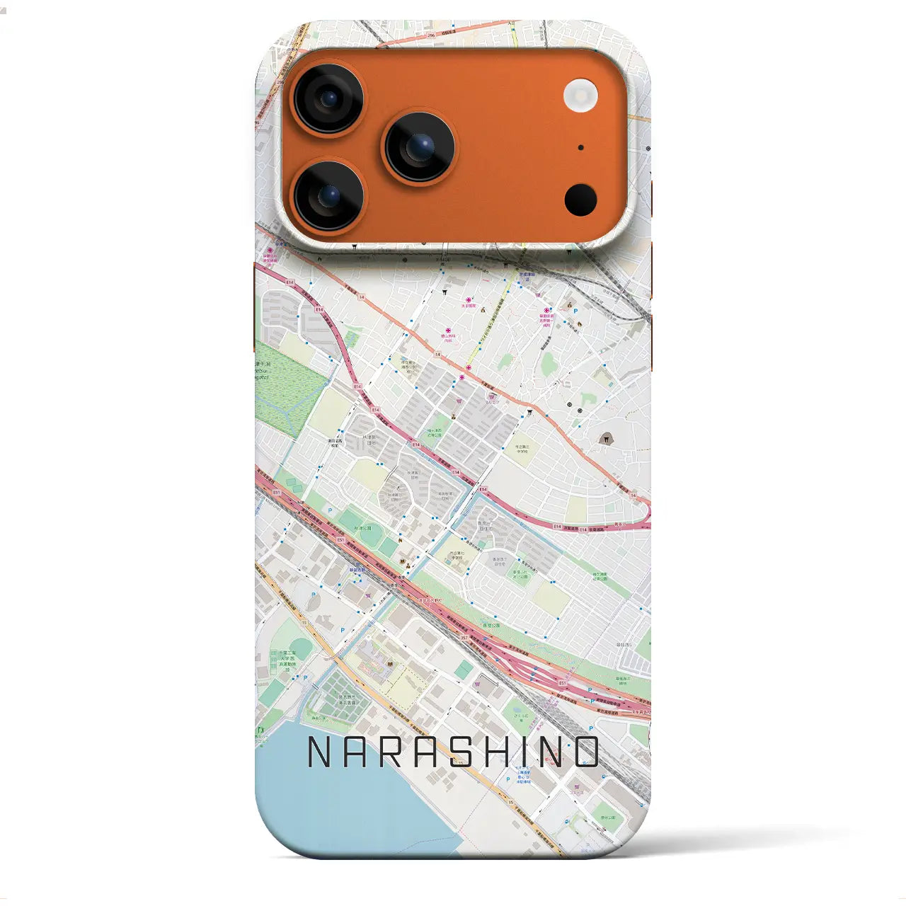 【習志野（千葉県）】地図柄iPhoneケース（バックカバータイプ）