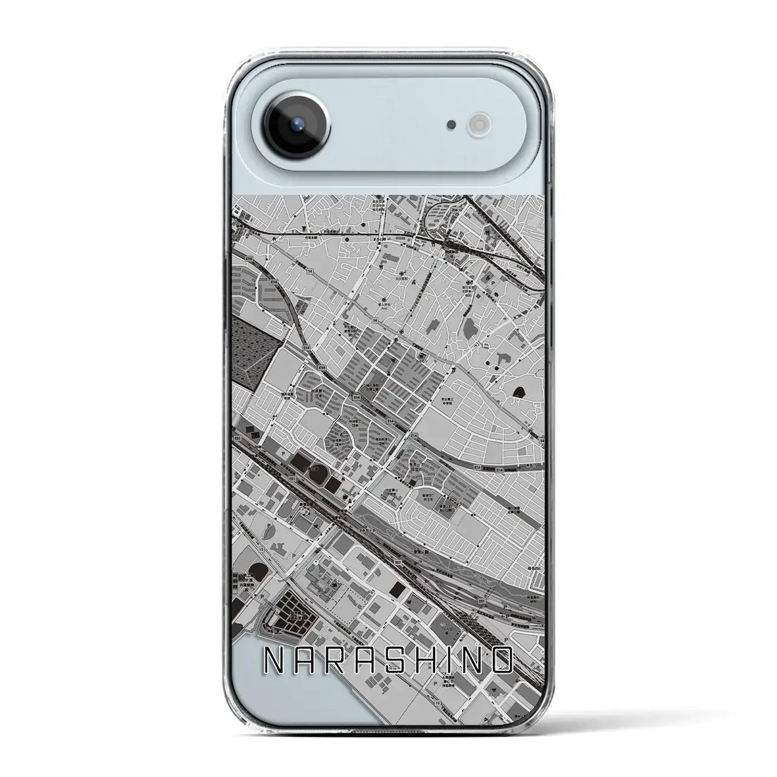 【習志野（千葉県）】地図柄iPhoneケース（クリアタイプ）モノトーン・iPhone 17 Pro Max 用