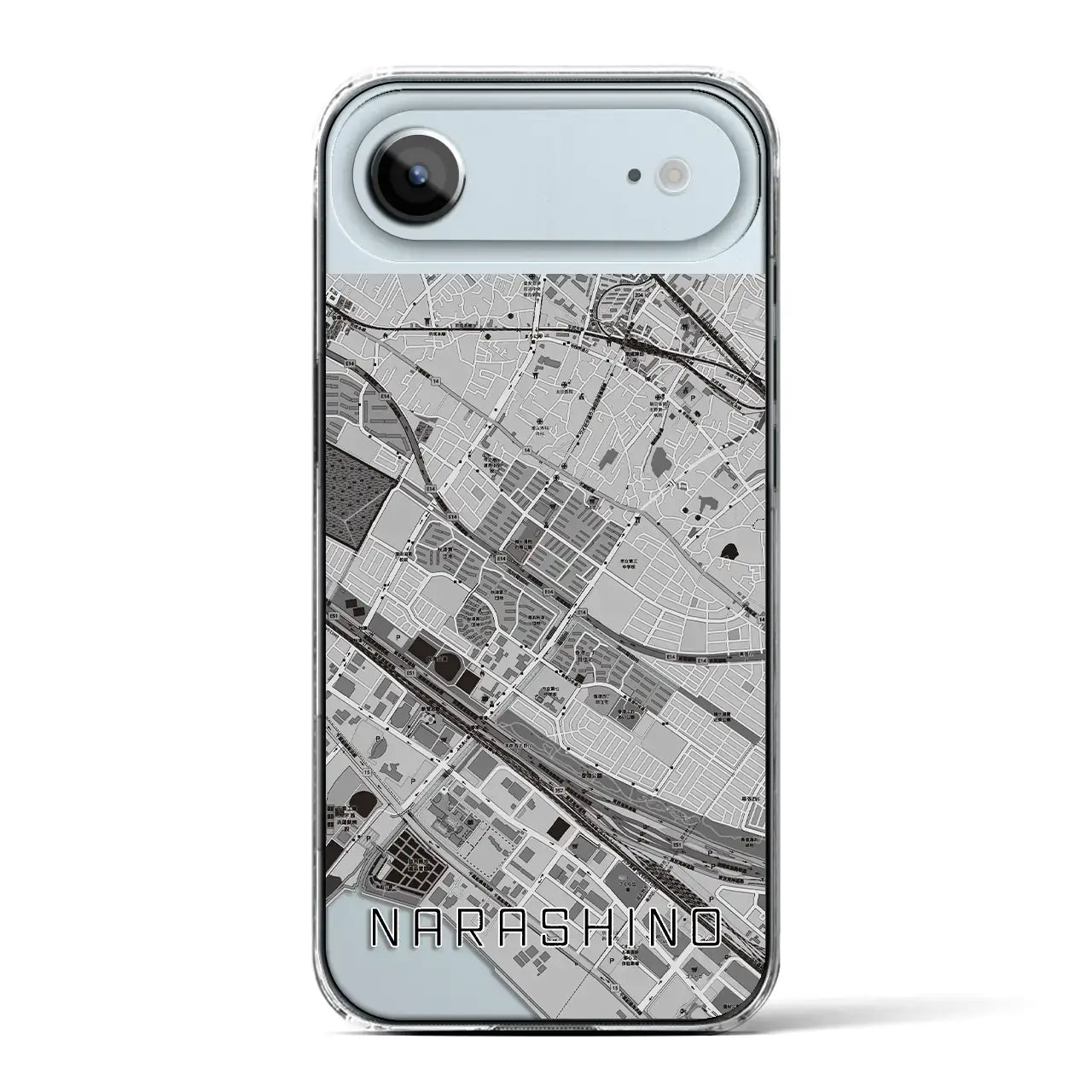 【習志野（千葉県）】地図柄iPhoneケース（クリアタイプ）モノトーン・iPhone 17 Pro Max 用