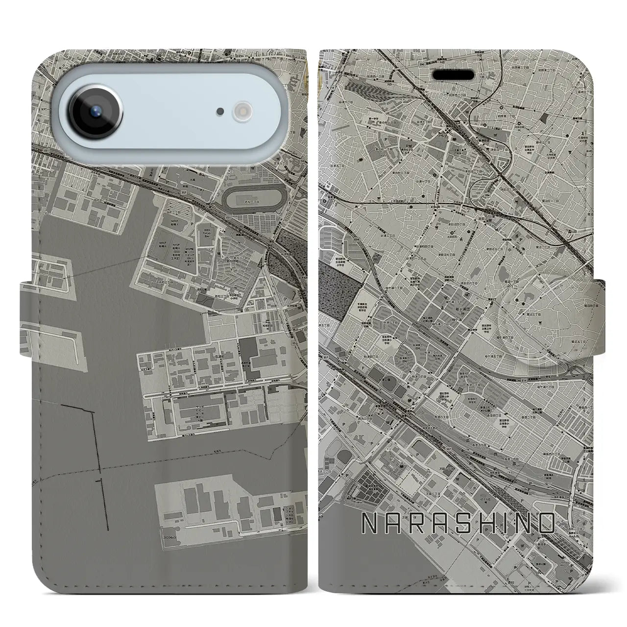 【習志野（千葉県）】地図柄iPhoneケース（手帳タイプ）