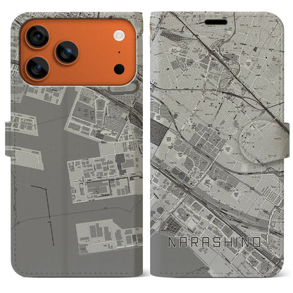 【習志野（千葉県）】地図柄iPhoneケース（手帳タイプ）