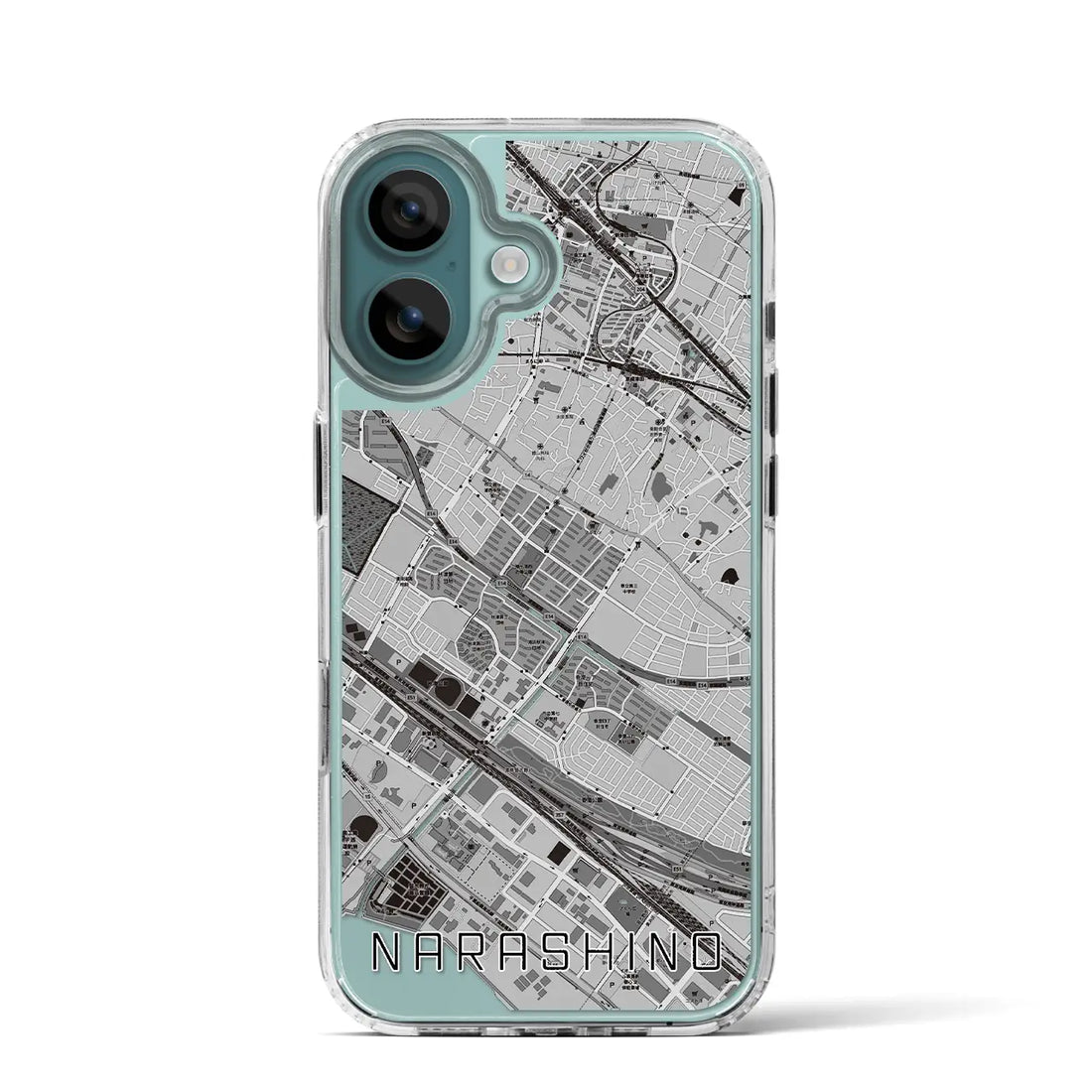 【習志野(千葉県)】地図柄iPhoneケース(MagSafeタイプ)モノトーン・iPhone 16 Pro 用