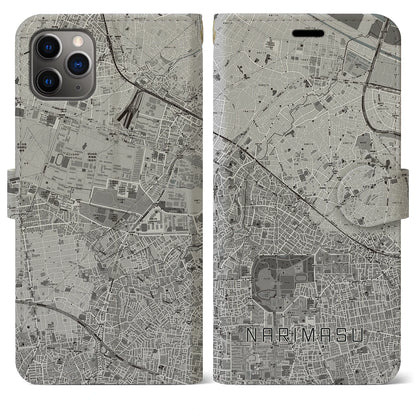 【成増（東京都）】地図柄iPhoneケース（手帳タイプ）モノトーン・iPhone 11 Pro Max 用