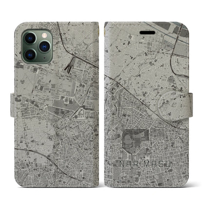 【成増（東京都）】地図柄iPhoneケース（手帳タイプ）モノトーン・iPhone 11 Pro 用