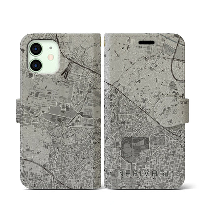 【成増（東京都）】地図柄iPhoneケース（手帳タイプ）モノトーン・iPhone 12 mini 用