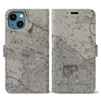 【成増（東京都）】地図柄iPhoneケース（手帳タイプ）モノトーン・iPhone 13 用