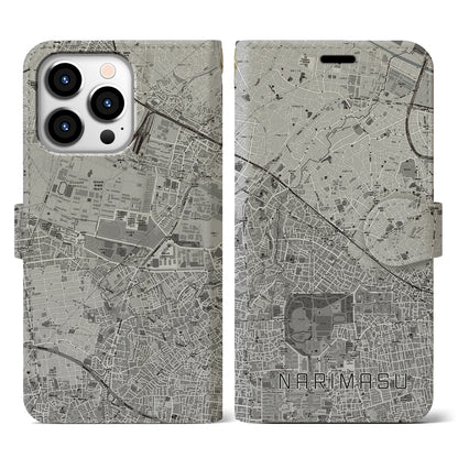 【成増（東京都）】地図柄iPhoneケース（手帳タイプ）モノトーン・iPhone 13 Pro 用