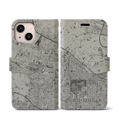 【成増（東京都）】地図柄iPhoneケース（手帳タイプ）モノトーン・iPhone 13 mini 用