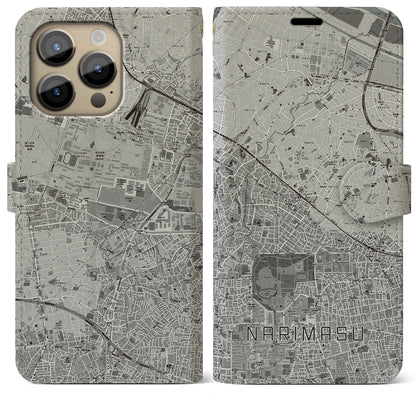 【成増（東京都）】地図柄iPhoneケース（手帳タイプ）モノトーン・iPhone 14 Pro Max 用