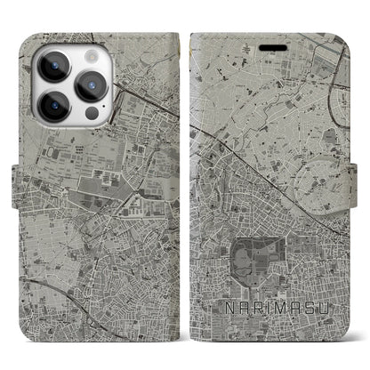 【成増（東京都）】地図柄iPhoneケース（手帳タイプ）モノトーン・iPhone 14 Pro 用