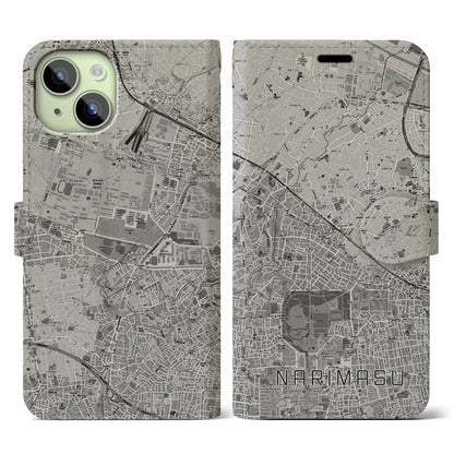 【成増（東京都）】地図柄iPhoneケース（手帳タイプ）モノトーン・iPhone 15 用