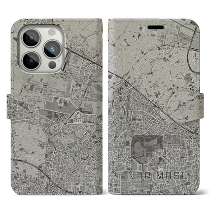 【成増（東京都）】地図柄iPhoneケース（手帳タイプ）モノトーン・iPhone 15 Pro 用