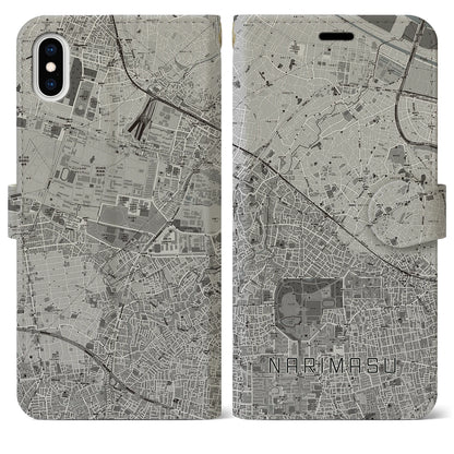 【成増（東京都）】地図柄iPhoneケース（手帳タイプ）モノトーン・iPhone XS Max 用