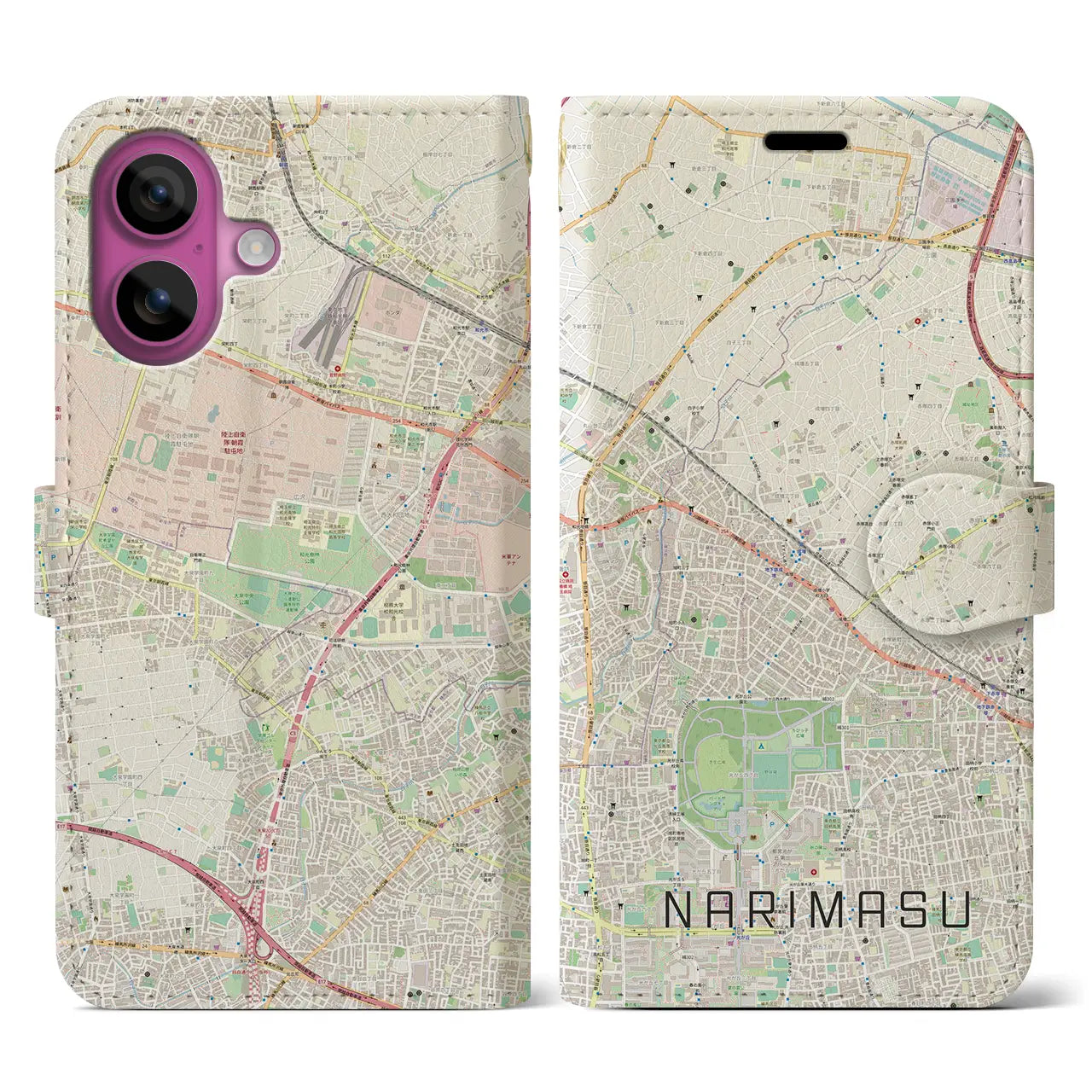 【成増（東京都）】地図柄iPhoneケース（手帳タイプ）ナチュラル・iPhone 16 Pro 用