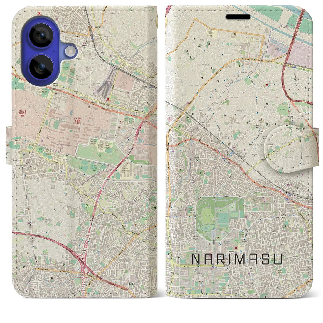 【成増（東京都）】地図柄iPhoneケース（手帳タイプ）ナチュラル・iPhone 16 Pro Max 用