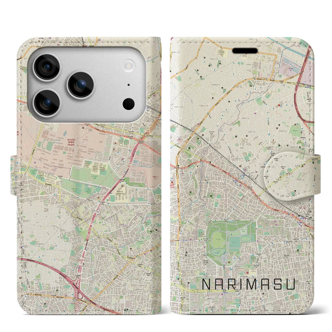 【成増（東京都）】地図柄iPhoneケース（手帳タイプ）ナチュラル・iPhone 17 Pro Max 用