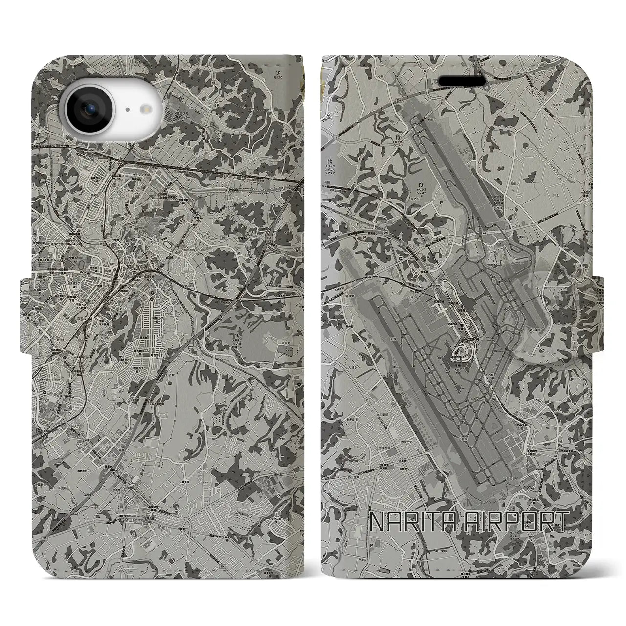 【成田空港（千葉県）】地図柄iPhoneケース（手帳タイプ）