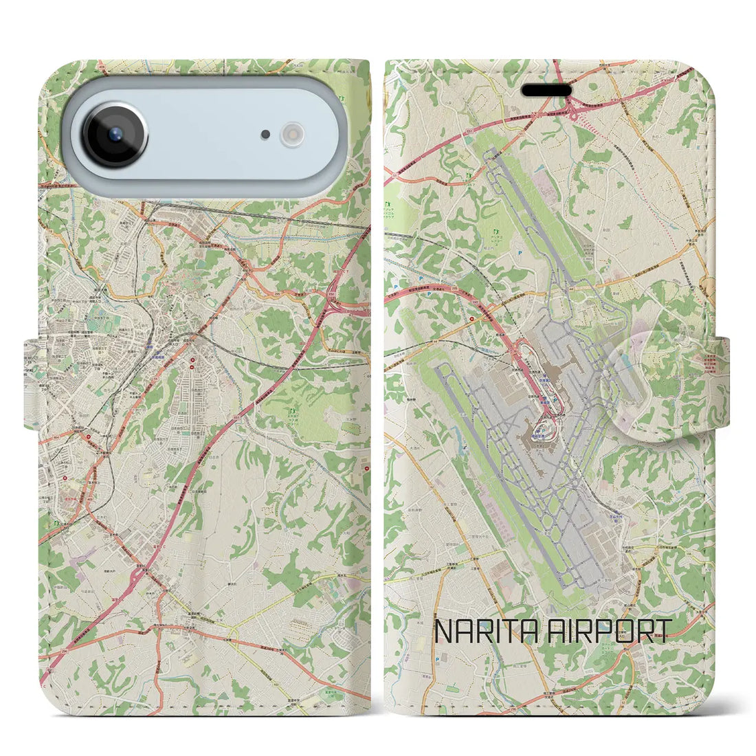 【成田空港（千葉県）】地図柄iPhoneケース（手帳タイプ）ナチュラル・iPhone 17 Pro Max 用