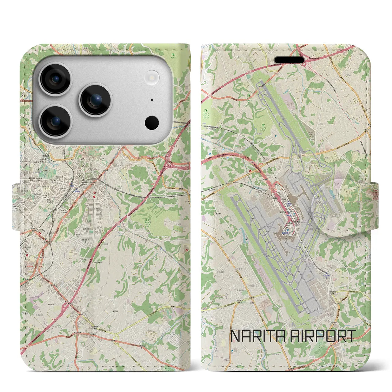 【成田空港（千葉県）】地図柄iPhoneケース（手帳タイプ）