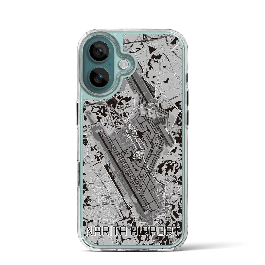 【成田空港(千葉県)】地図柄iPhoneケース(MagSafeタイプ)モノトーン・iPhone 16 Pro 用