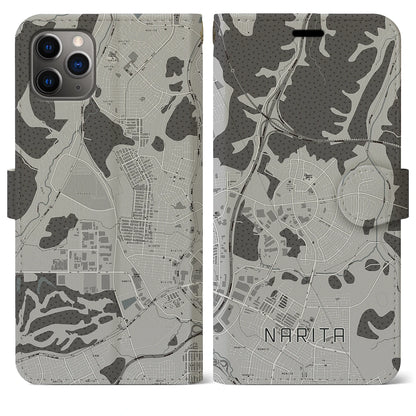 【成田（宮城県）】地図柄iPhoneケース（手帳タイプ）モノトーン・iPhone 11 Pro Max 用