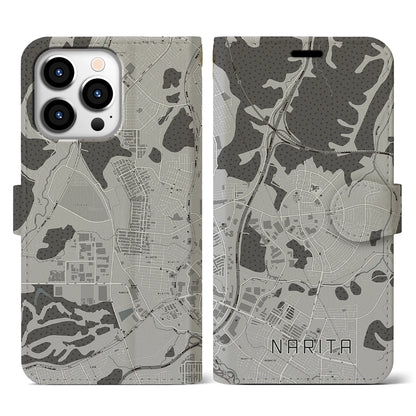 【成田（宮城県）】地図柄iPhoneケース（手帳タイプ）モノトーン・iPhone 13 Pro 用