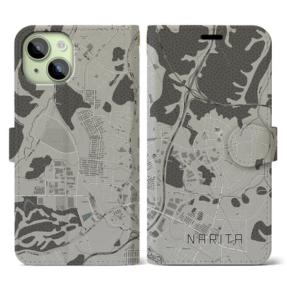 【成田（宮城県）】地図柄iPhoneケース（手帳タイプ）モノトーン・iPhone 15 用