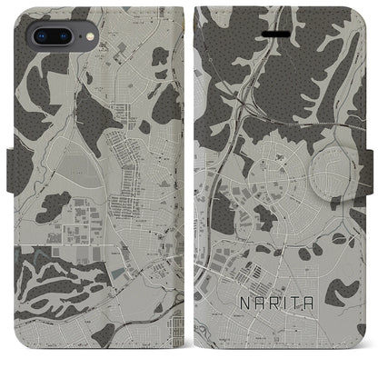 【成田（宮城県）】地図柄iPhoneケース（手帳タイプ）モノトーン・iPhone 8Plus /7Plus / 6sPlus / 6Plus 用
